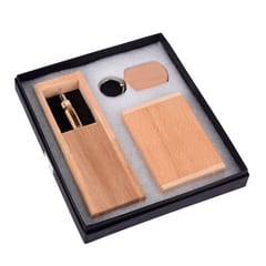 Premium 3 in 1 Wooden Gift Set include pen, keychain & a wooden cardholder Perfectly finished Wooden Pen holder with an in-built watch, 1 compartment for keeping pen Perfect for corporate gift