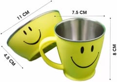 Pack of 2 Stainless Steel Smiley Angel Mug and Bowl Set Yellow  (Yellow)