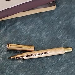 Wooden Engraved Golden cap Ball Pen Fathers Day Gift for Dad ,Engraved World Best Dad Perfect Gift For Father's Day