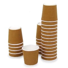 (90 ml,Brown- Pack of 50-Piece, Paper Disposable Ripple Cup Eco-Friendly, Safe & Hygienic for Juice,Coffee,Tea,Home,Office,Party & Wedding Events