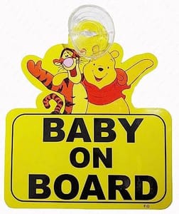 Baby on Board Sticker for Cars , Baby in Car Decal Warning Sticker Kids Safety Signs Yellow Reflective Notice Board with Suction Cups ( Sticker As Per Available Design)