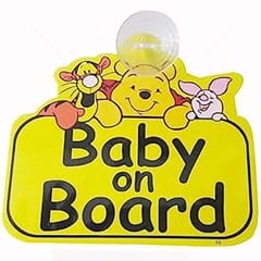 Baby on Board Sticker for Cars , Baby in Car Decal Warning Sticker Kids Safety Signs Yellow Reflective Notice Board with Suction Cups ( Sticker As Per Available Design)