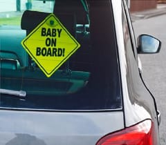 Baby on Board Sticker for Cars , Baby in Car Decal Warning Sticker Kids Safety Signs Yellow Reflective Notice Board with Suction Cups ( Sticker As Per Available Design)