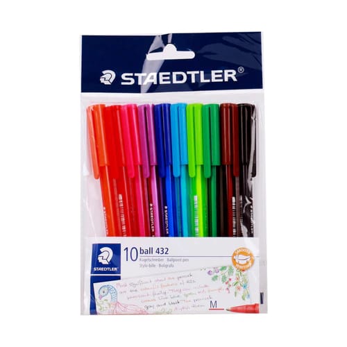 STAEDTLER TRIANGULAR BALL PEN SET OF 10 SHADES