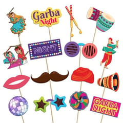 Set of 16 Pcs Garba Nights Photobooth Props, Garba Decoration Item, Happy Navratri Decoration