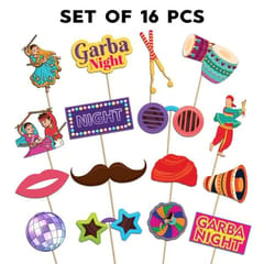 Set of 16 Pcs Garba Nights Photobooth Props, Garba Decoration Item, Happy Navratri Decoration