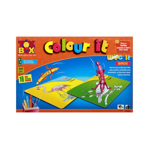 TOYS BOX COLOUR IT WIPE IT BIRDS