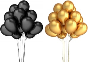 Foil Balloon Golden 18 Number With  Metalic Black And Golden 100 Balloons ( Each Colour 50 Qty) Combo Pack Of Foil Balloon With Metalic Balloon For Decoration .