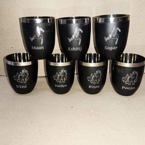 Customized Steel Mug Glass  with engraving for gifting purpose QTY 1 pc