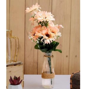 cThemeHouseParty 1 Bunch Artificial Sunflowers Fake Flower for Home,Artificial Chrysanthemum Flowers, Office, Bedroom, Table, Bouquet, Balcony, Living Room Decoration and Craft. Create a Peaceful Ambiance in Your Space (Peach, Pack of 1)