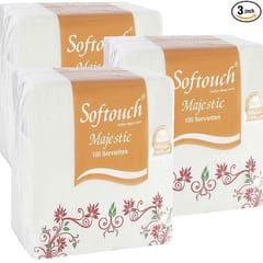 Softouch Tissue Paper Napkins 100 pcs. Each- Set of 3 (Multicolour)