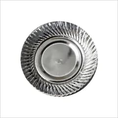 Silver Paper Plate , Disposable Silver Round Paper Plate ,11 inch ,(25 TO 30 pcs) ( White Back )