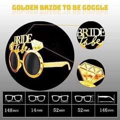 Bride to Be Golden Goggles Bride Eye Glasses,Party Eye Masks for Bridal Shower Wedding Selfie Props Bridal Shower Accessories Bachelorette Glasses - Pack of 1