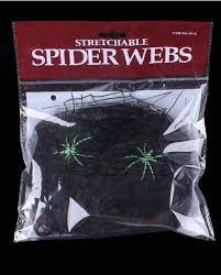 ThemeHouseParty Spider Webs Halloween Decorations with 1pc Black spider web and 2pc fake spiders for Halloween Party