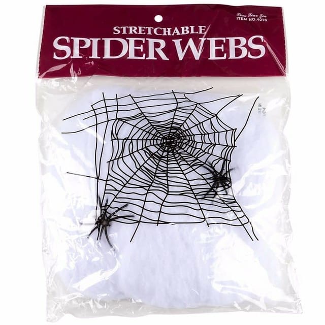 ThemeHouseParty White Stretchy Spider Web Small - Halloween Haunted Houses for Halloween Party Halloween Lanterns Foldable Hanging with Skull Pattern Paper Decoration Lantern for Halloween Decoration, Black 1 pcs