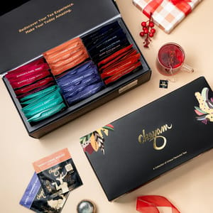Assorted Tea Gift Box Floral & Fruity(Midnight Mint,Toasty Creme Brulee,Mellow Hibiscus,Sweet Lavender Vanilla,Baron's Earl Grey,Himalayan Green) - Festive Hamper set With Flavour From India