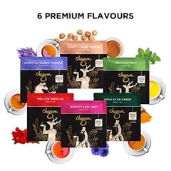 Assorted Tea Gift Box Floral & Fruity(Midnight Mint,Toasty Creme Brulee,Mellow Hibiscus,Sweet Lavender Vanilla,Baron's Earl Grey,Himalayan Green) - Festive Hamper set With Flavour From India