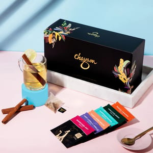 Personalized Wellness Gift Box Wellness & Immunity(Midnight Mint,Toasty Creme Brulee,Mellow Hibiscus,Sweet Lavender Vanilla,Baron's Earl Grey,Himalayan Green) - Festive Hamper set With Flavour From India