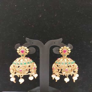 Traditional Style Jhumka earring with Pearl Copper base earring for women