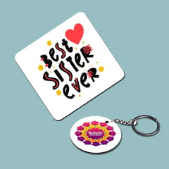 Brother & Sister Rakhi hamper  Includes Rudraksha Rakhi,Sister Wine Mug,Brother Sister Caricature,Best Sister Coaster,Keychain,Chocolate Pouch & Best wishes Card a personal touch to the gift hamper