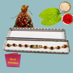 Sister Bond Rakhi Hamper  Includes Rudraksha Rakhi,T-Shirt,Women Leather Wallet,Tote Bag,Keychain,Chocolate Pouch & Best wishes Card a personal touch to the gift hamper