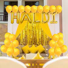 Haldi in Gold Color Foil Balloon Banner For Haldi Ceremony , For Haldi Decoration , Celebration ,