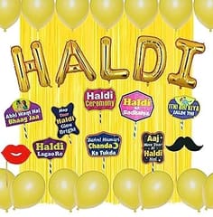 Haldi in Gold Color Foil Balloon Banner For Haldi Ceremony , For Haldi Decoration , Celebration ,