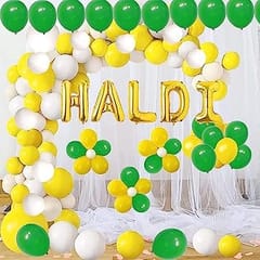 Haldi in Gold Color Foil Balloon Banner For Haldi Ceremony , For Haldi Decoration , Celebration ,