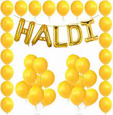 Haldi in Gold Color Foil Balloon Banner For Haldi Ceremony , For Haldi Decoration , Celebration ,