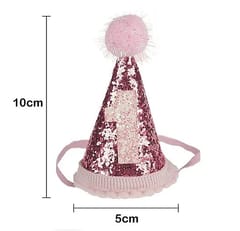 1st Birthday Cap For Princess Baby Girl (Colour May Vary) Cone Hat , Party Accessories , Party Wear , Pink Colour