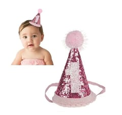 1st Birthday Cap For Princess Baby Girl (Colour May Vary) Cone Hat , Party Accessories , Party Wear , Pink Colour