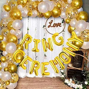 Foil Balloon Ring Ceremony Decorations Golden Colour ,Engagement , Wedding Decoration Items (Pack of 12, Gold)