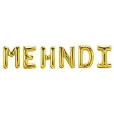 Mehndi in Gold Color Foil Balloon Banner For Mehndi Ceremony , For Mehndi Decoration , Celebration (Set of 6 Alphabets) (MEHNDI) 16 inch