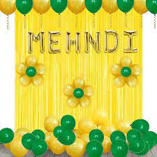 Mehndi in Gold Color Foil Balloon Banner For Mehndi Ceremony , For Mehndi Decoration , Celebration (Set of 6 Alphabets) (MEHNDI) 16 inch