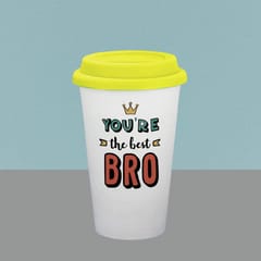 You Are The Best Bro Rakhi hamper  Includes Rudraksha Rakhi,Ceramic Tumbler,Personalized Diary,Personalized Pen,Chocolate Pouch & Best wishes Card a personal touch to the gift hamper