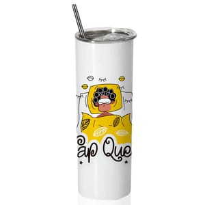Nap Queen Double walled Steel White SkinnyTumbler 600ml - Can be Customized As Per Requirement