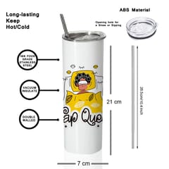 Nap Queen Double walled Steel White SkinnyTumbler 600ml - Can be Customized As Per Requirement