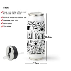 Social Media Double Walled Steel White Coke Can 500ml - Can be Customized As Per Requirement