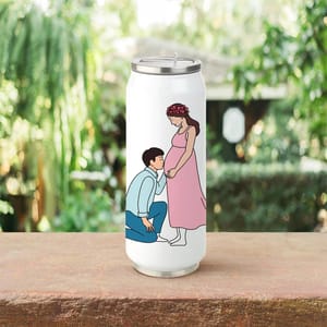 Awaiting Baby Double Walled Steel White Coke Can 500ml - Can be Customized As Per Requirement