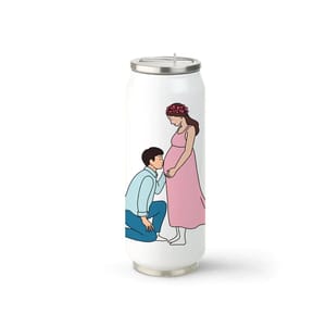 Awaiting Baby Double Walled Steel White Coke Can 500ml - Can be Customized As Per Requirement