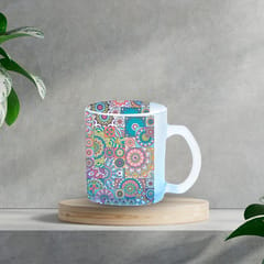 Mandala Pattern Frosted Blue Coffee Mug 330ml(10oz)Qty 1 Pc of Using white hard ceramic - Can be Customized As Per Requirement