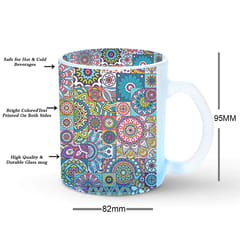 Mandala Pattern Frosted Blue Coffee Mug 330ml(10oz)Qty 1 Pc of Using white hard ceramic - Can be Customized As Per Requirement