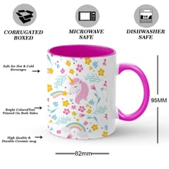 Unicorn Inner Color Pink Coffee Mug 330ml(11oz) Qty 1 Pc of Using white hard ceramic - Can be Customized As Per Requirement