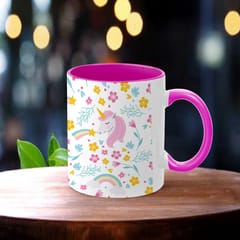 Unicorn Inner Color Pink Coffee Mug 330ml(11oz) Qty 1 Pc of Using white hard ceramic - Can be Customized As Per Requirement