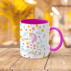 Unicorn Inner Color Pink Coffee Mug 330ml(11oz) Qty 1 Pc of Using white hard ceramic - Can be Customized As Per Requirement