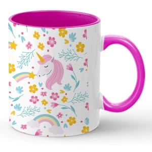 Unicorn Inner Color Pink Coffee Mug 330ml(11oz) Qty 1 Pc of Using white hard ceramic - Can be Customized As Per Requirement