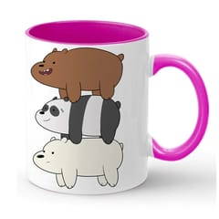 We Bare Bear Inner Color Pink Coffee Mug 330ml(11oz) Qty 1 Pc of Using white hard ceramic - Can be Customized As Per Requirement