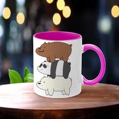 We Bare Bear Inner Color Pink Coffee Mug 330ml(11oz) Qty 1 Pc of Using white hard ceramic - Can be Customized As Per Requirement