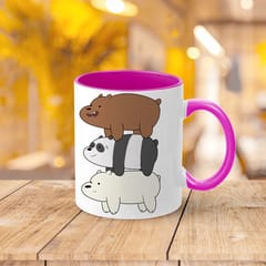 We Bare Bear Inner Color Pink Coffee Mug 330ml(11oz) Qty 1 Pc of Using white hard ceramic - Can be Customized As Per Requirement