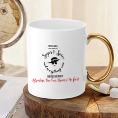 Sweet And Spice White Mug Golden Handle 330ml(11oz)Qty 1 Pc of Using white hard ceramic - Can be Customized As Per Requirement